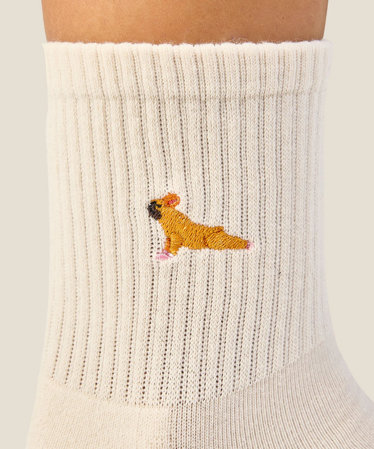 Crew Non Slip Grip Socks - Pug Oat