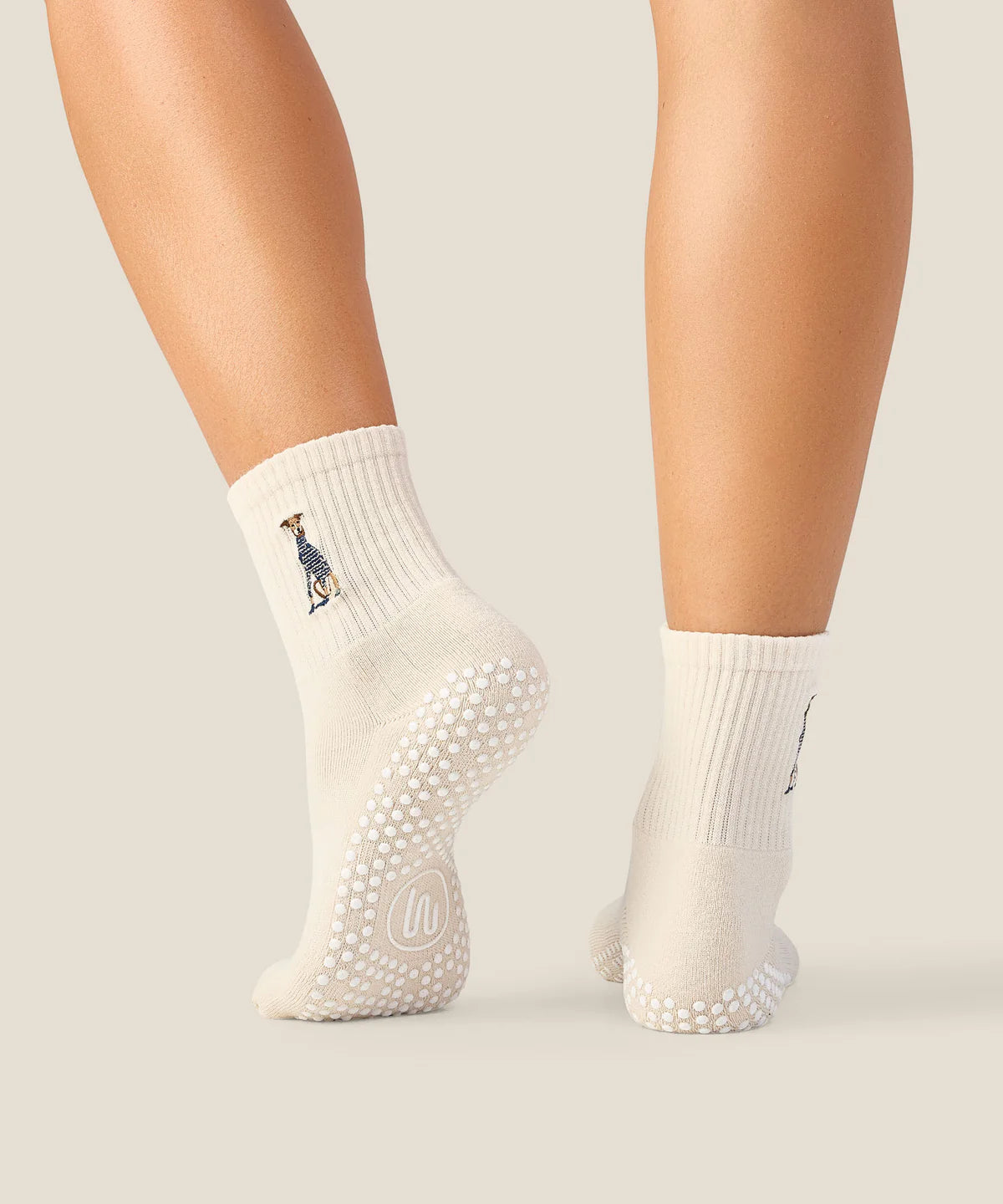 Crew Non Slip Grip Socks - Greyhound Oat