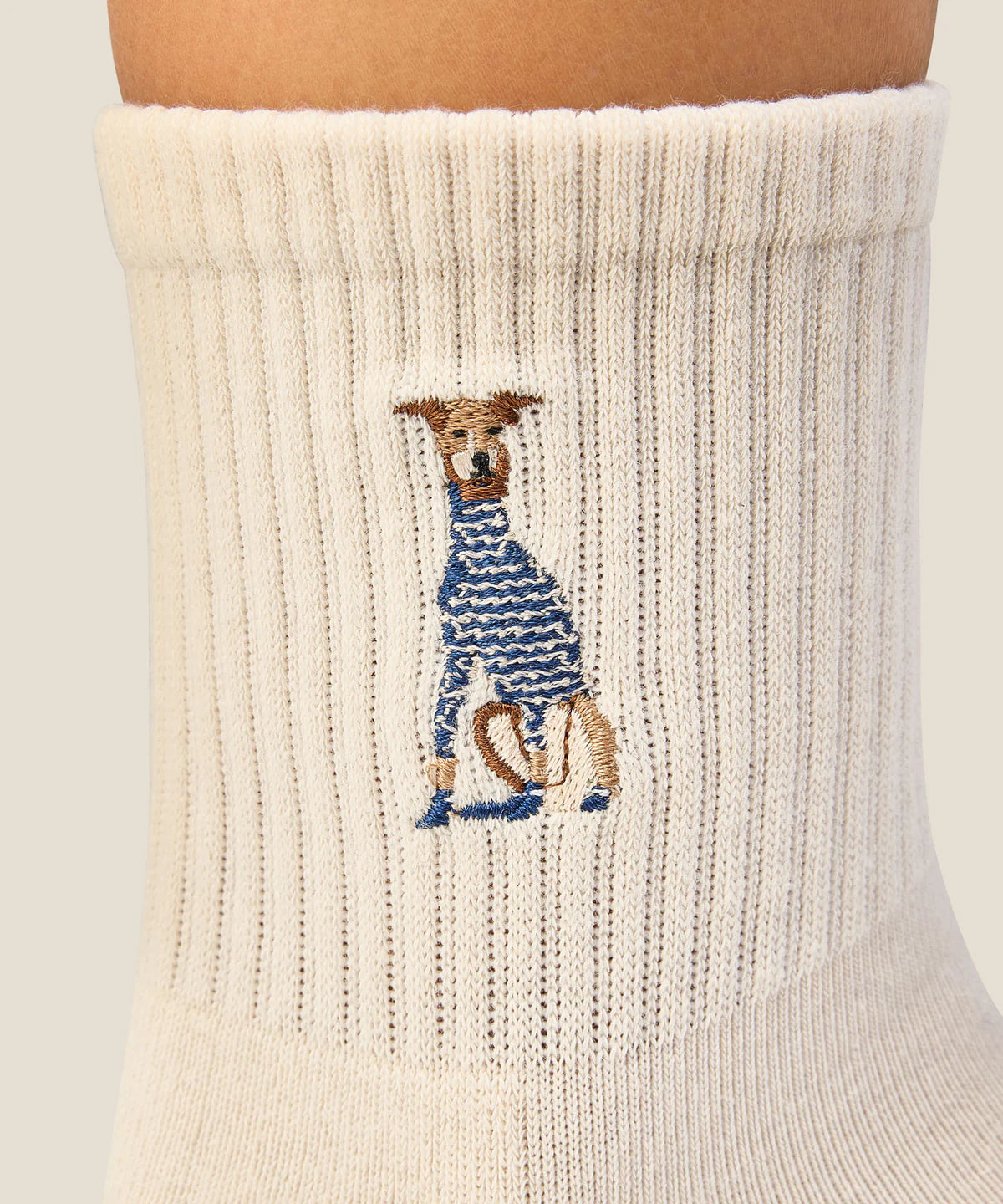 Crew Non Slip Grip Socks - Greyhound Oat