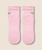 Crew Non Slip Grip Socks - Heart Ruffle Pink