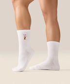 Crew Non Slip Grip Socks - Fortune Kitty Ivory