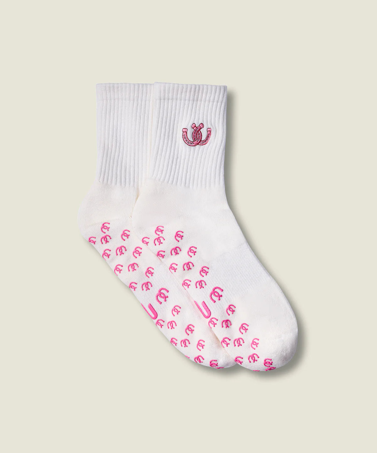 Crew Non Slip Grip Socks - Lucky Horseshoe Ivory
