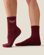 [MoveActive] Crew Non Slip Grip Socks - Pilates Club Cabernet