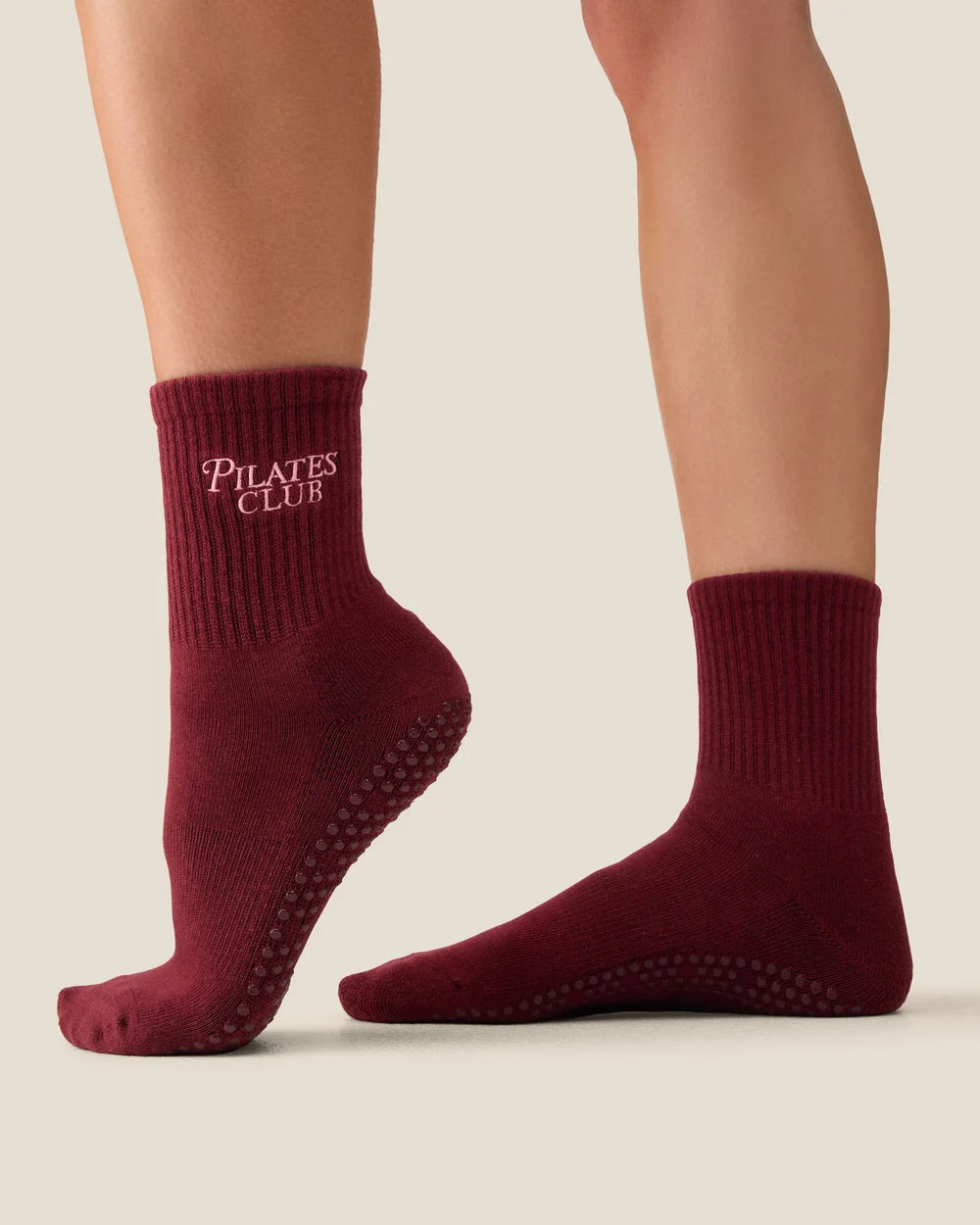[MoveActive] Crew Non Slip Grip Socks - Pilates Club Cabernet
