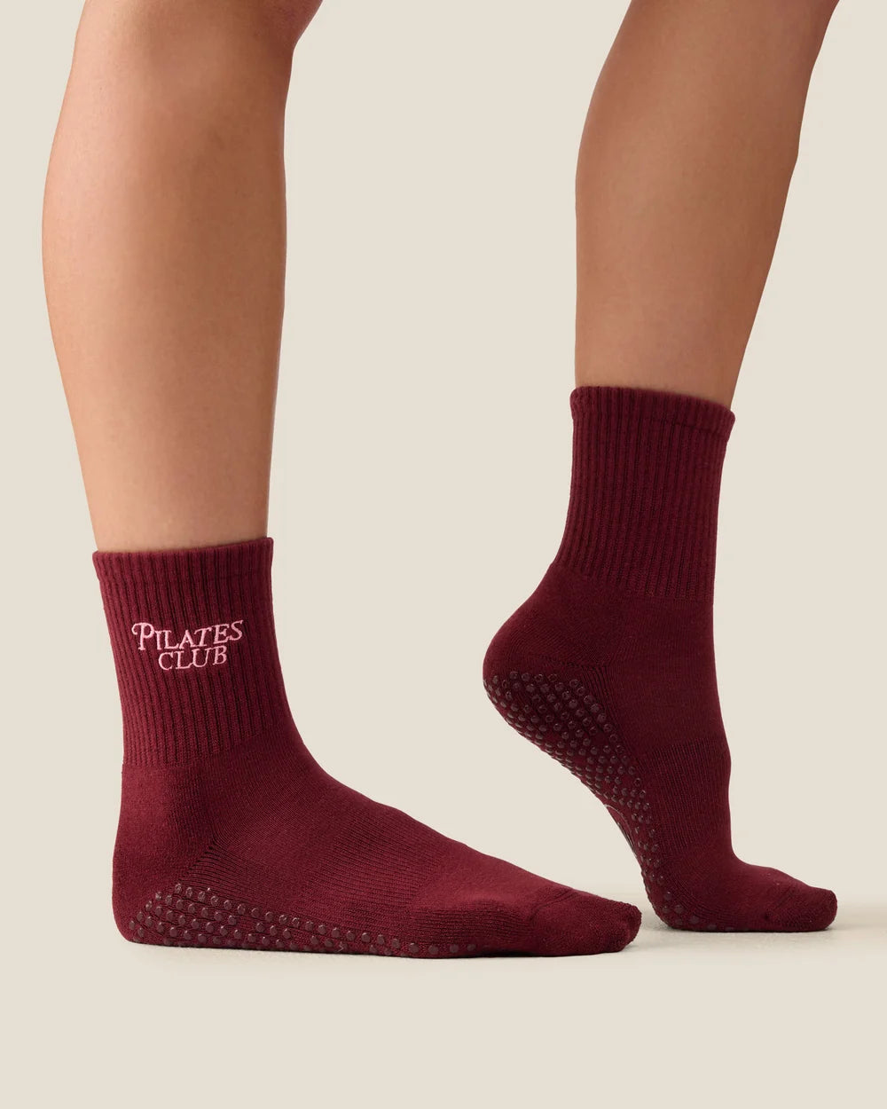 [MoveActive] Crew Non Slip Grip Socks - Pilates Club Cabernet