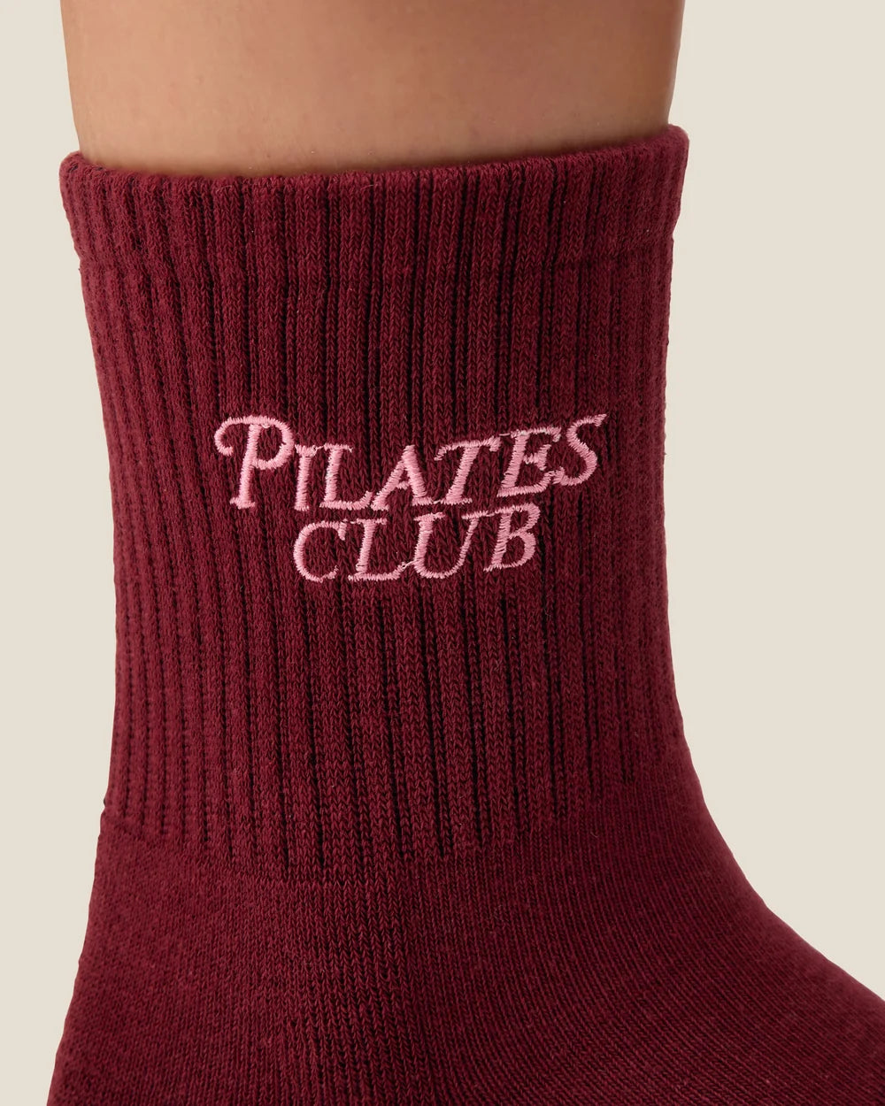 [MoveActive] Crew Non Slip Grip Socks - Pilates Club Cabernet