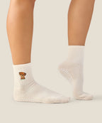 Crew Non Slip Grip Socks - Poodle Oat