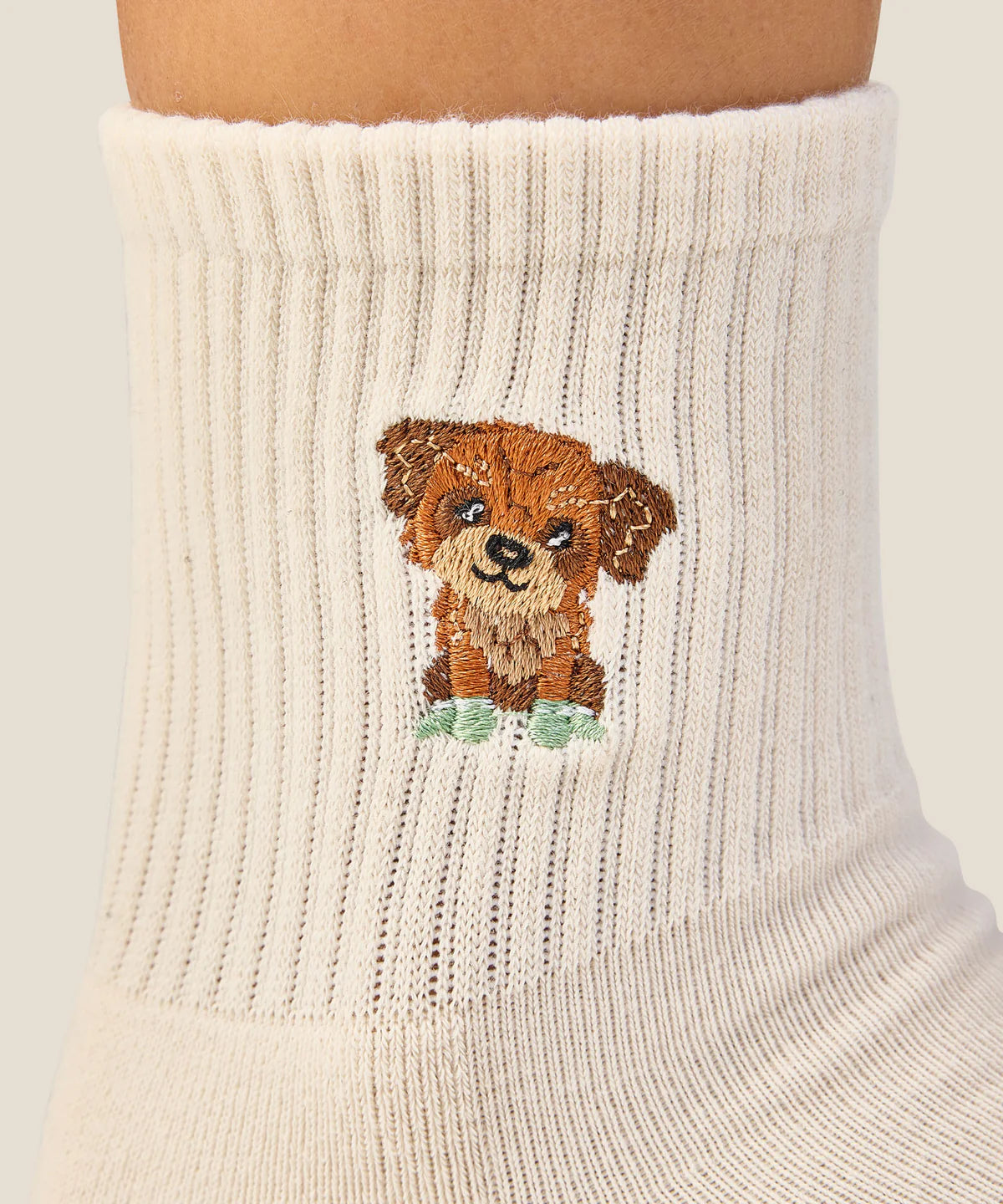 Crew Non Slip Grip Socks - Poodle Oat