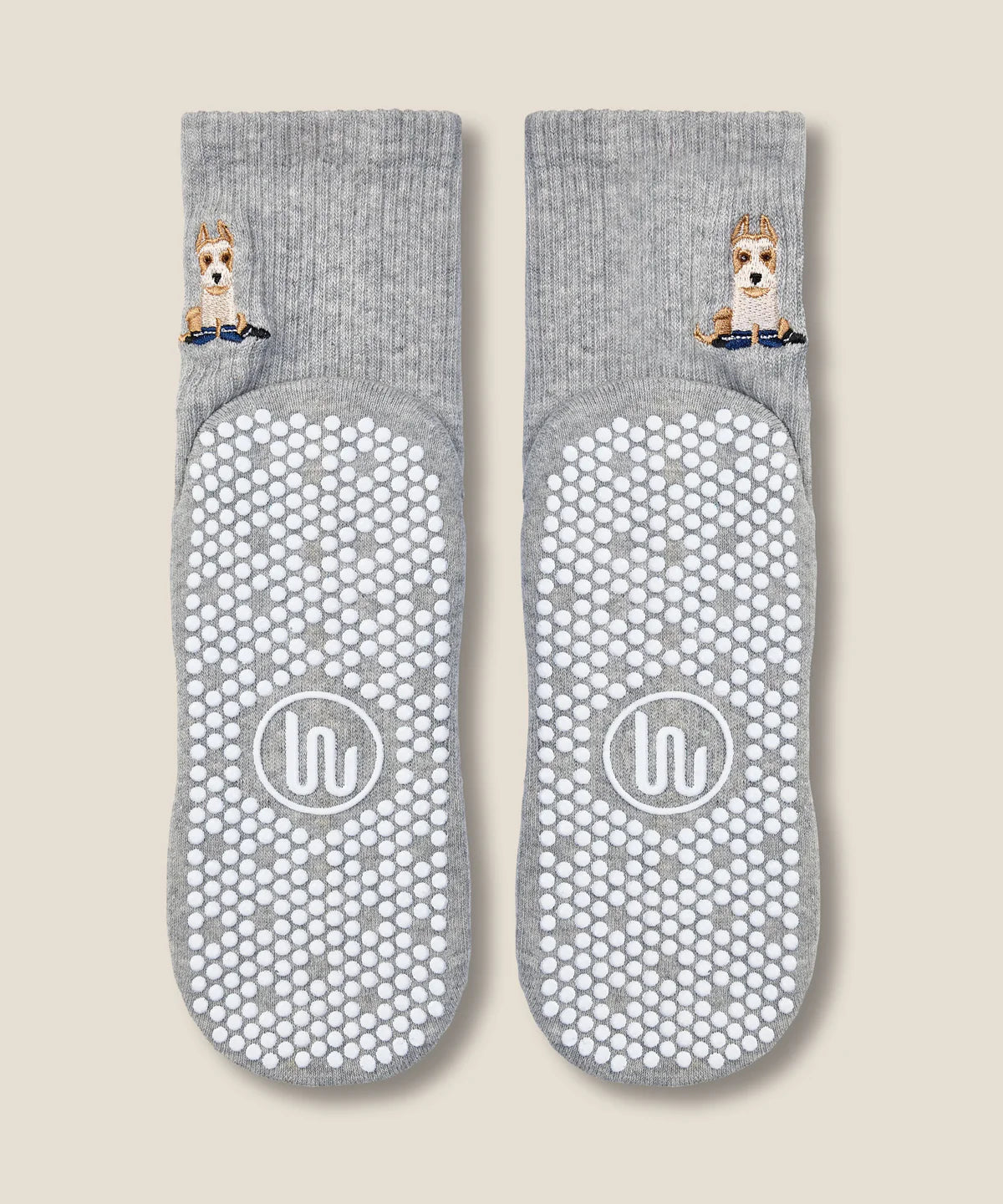 Crew Non Slip Grip Socks - Terrier Grey Marle
