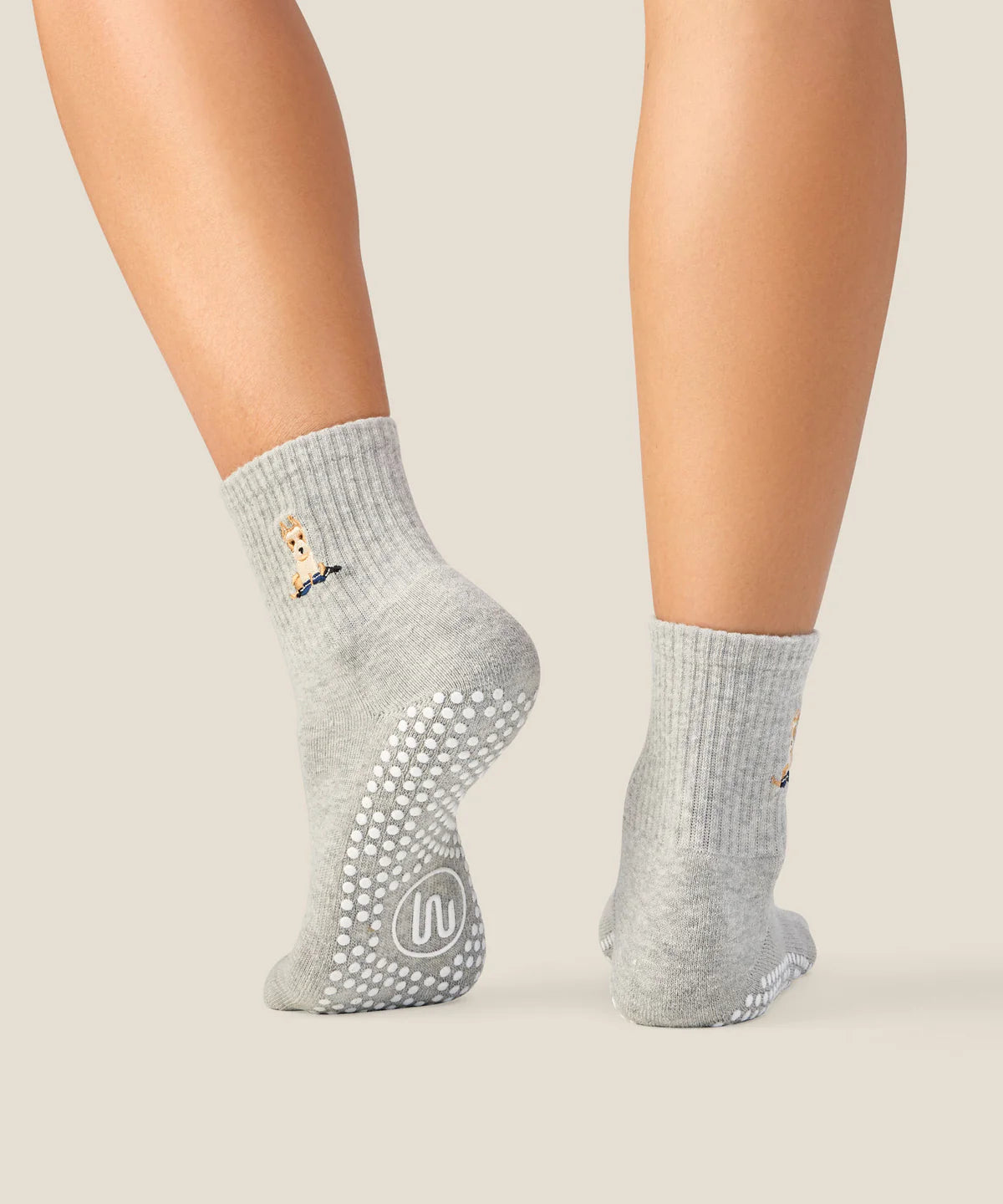 Crew Non Slip Grip Socks - Terrier Grey Marle