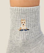 Crew Non Slip Grip Socks - Terrier Grey Marle