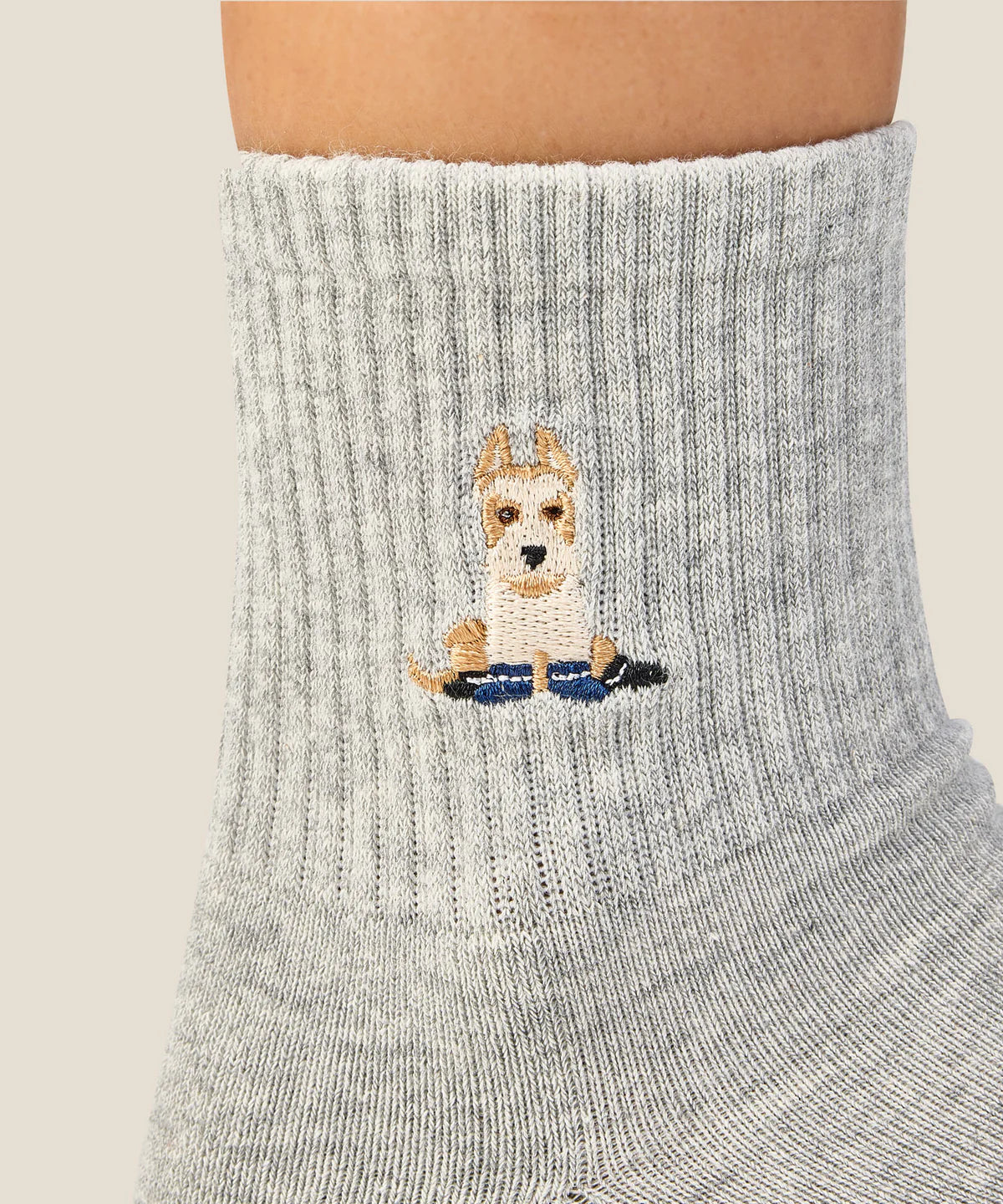 Crew Non Slip Grip Socks - Terrier Grey Marle