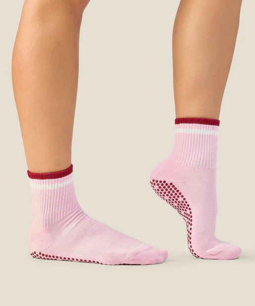Crew Non Slip Grip Socks - Track Pink