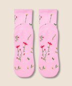 Crew Non Slip Grip Socks - Wildflower Pink