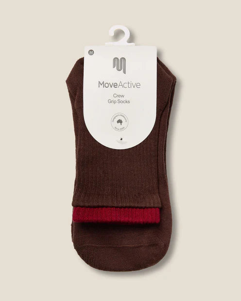Crew Non Slip Grip Socks - Layer Espresso