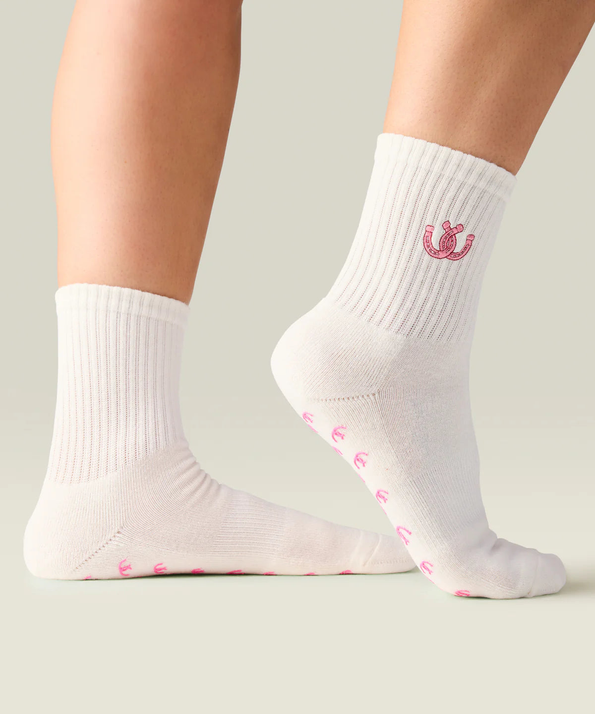 Crew Non Slip Grip Socks - Lucky Horseshoe Ivory
