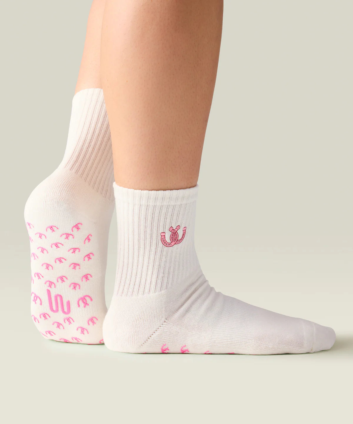 Crew Non Slip Grip Socks - Lucky Horseshoe Ivory