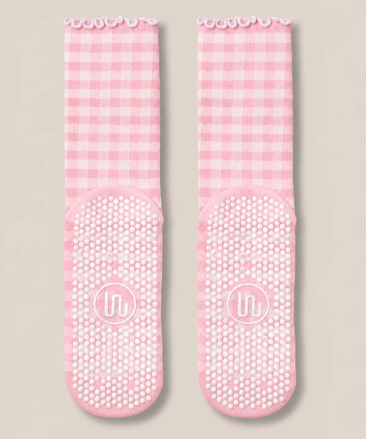 [MoveActive] Crew Non Slip Grip Socks - Picnic Check Pink