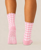 [MoveActive] Crew Non Slip Grip Socks - Picnic Check Pink