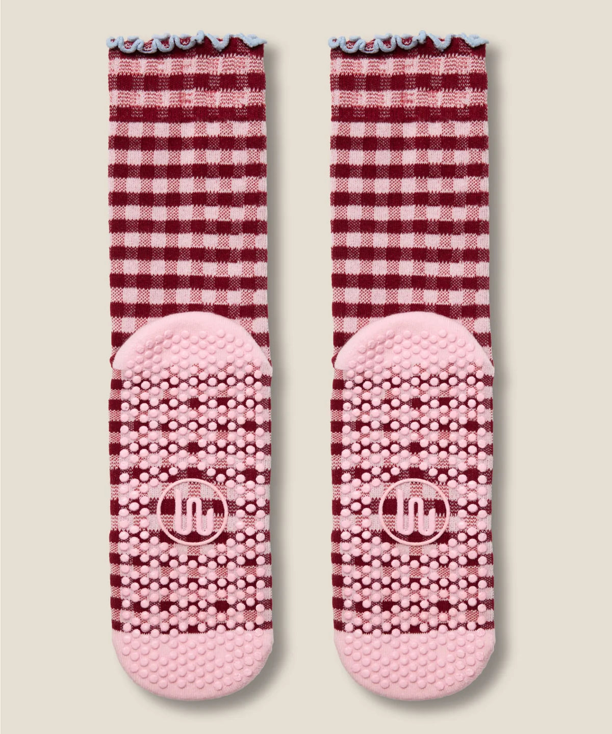 [MoveActive] Crew Non Slip Grip Socks - Picnic Check Red
