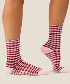 [MoveActive] Crew Non Slip Grip Socks - Picnic Check Red