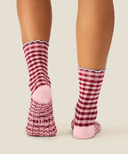 [MoveActive] Crew Non Slip Grip Socks - Picnic Check Red