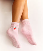 [MoveActive] Crew Non Slip Grip Socks - Raspberry Ruffle Pink