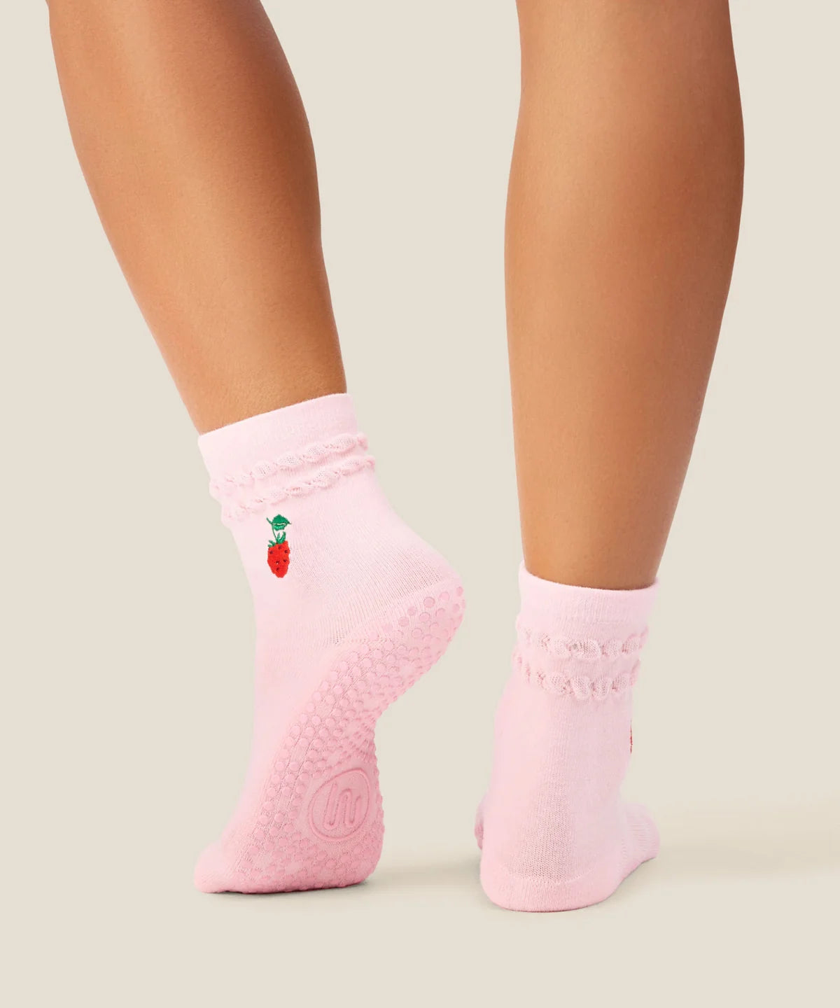 [MoveActive] Crew Non Slip Grip Socks - Raspberry Ruffle Pink