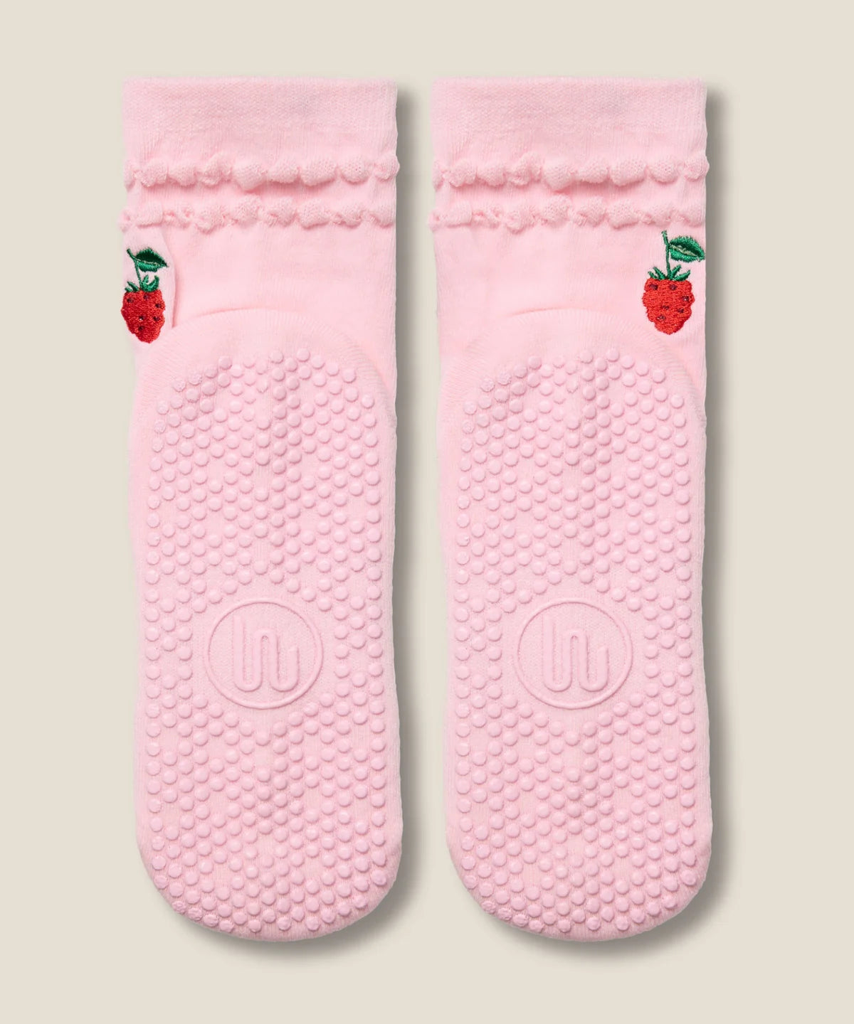 [MoveActive] Crew Non Slip Grip Socks - Raspberry Ruffle Pink