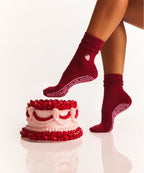 [MoveActive] Crew Non Slip Grip Socks - Strawberry Ruffle Ruby