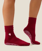 [MoveActive] Crew Non Slip Grip Socks - Strawberry Ruffle Ruby