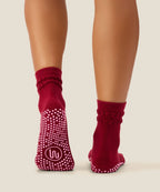 [MoveActive] Crew Non Slip Grip Socks - Strawberry Ruffle Ruby