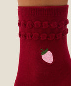 [MoveActive] Crew Non Slip Grip Socks - Strawberry Ruffle Ruby