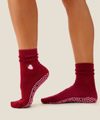 [MoveActive] Crew Non Slip Grip Socks - Strawberry Ruffle Ruby