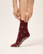 [MoveActive] Crew Non Slip Grip Socks - Love Me Cabernet