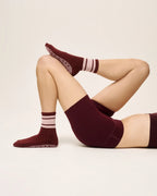[MoveActive] Crew Non Slip Grip Socks - Cabernet Pink Stripe
