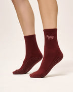 [MoveActive] Crew Non Slip Grip Socks - Pilates Club Cabernet