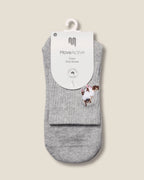 Crew Non Slip Grip Socks - Ginger Cat Grey Marle