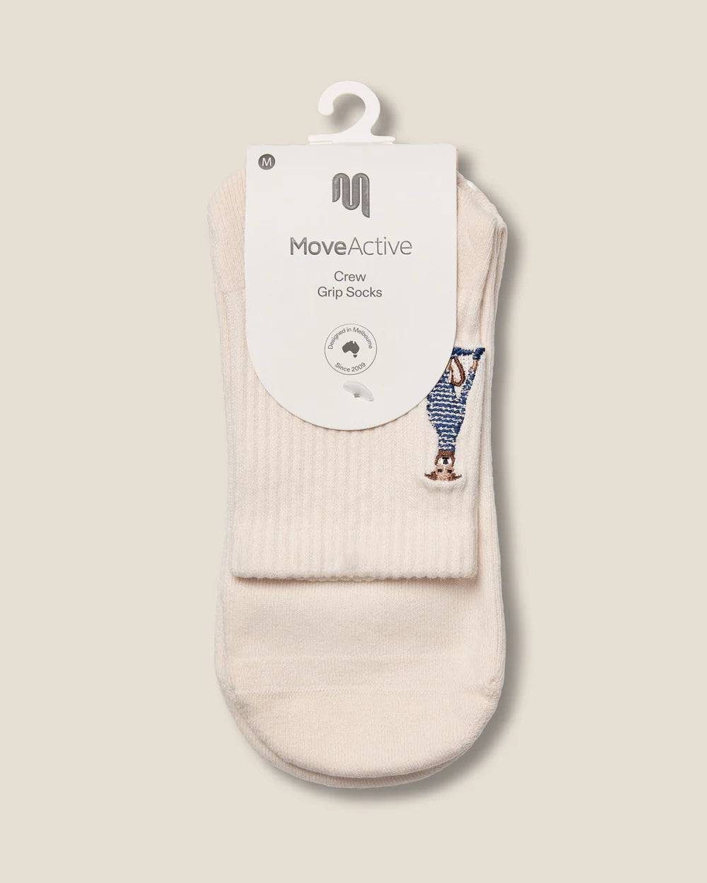 Crew Non Slip Grip Socks - Greyhound Oat
