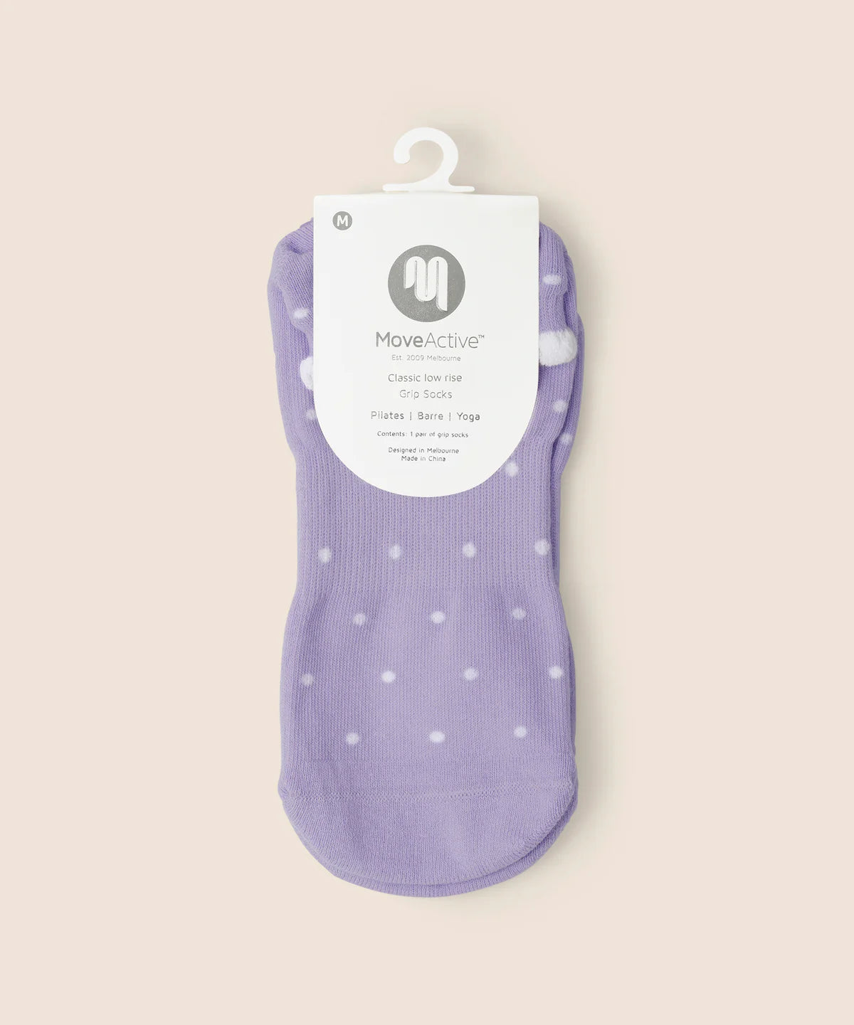 Low Rise Ankle Grip Socks - Lavender Spots