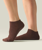 Low Rise Ankle Grip Socks - Espresso
