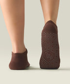 Low Rise Ankle Grip Socks - Espresso