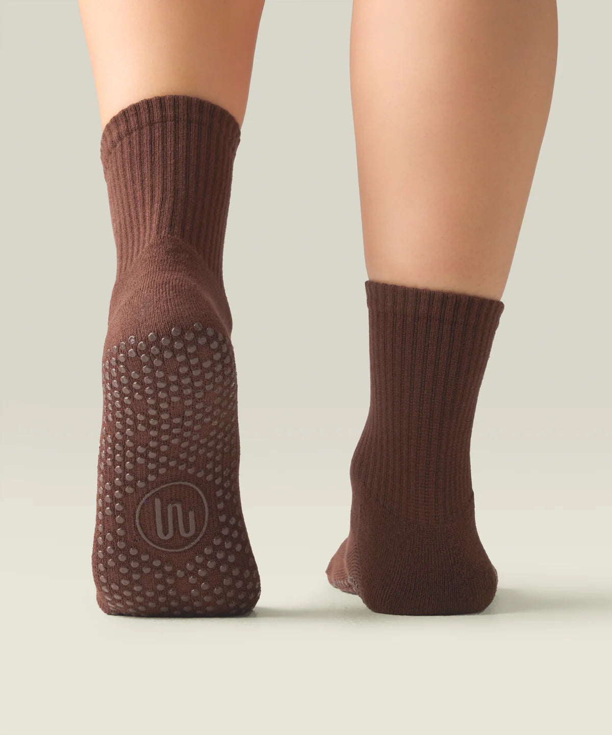 Crew Non Slip Grip Socks - Espresso