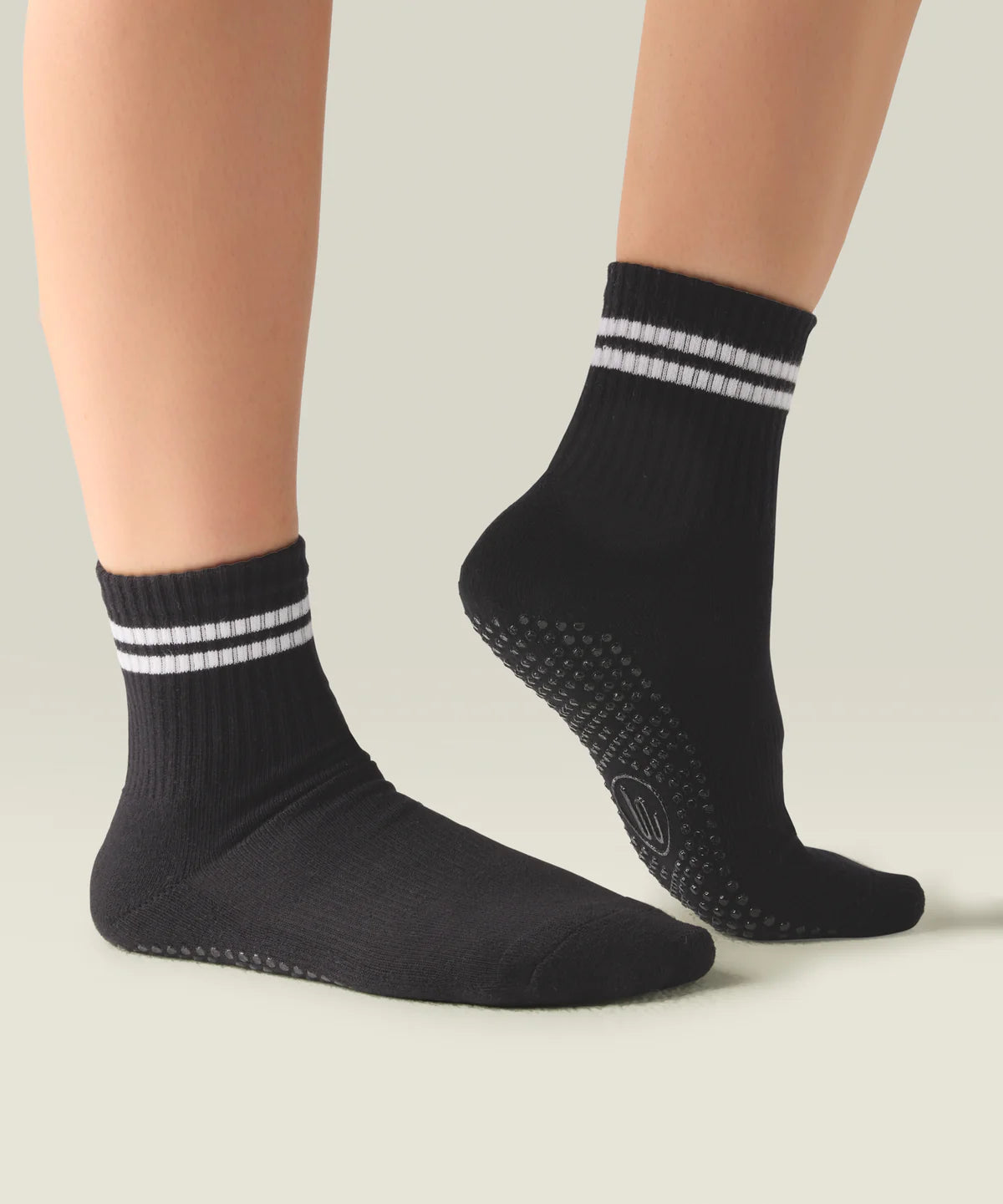 Crew Non Slip Grip Socks - Sporty Stripe Black