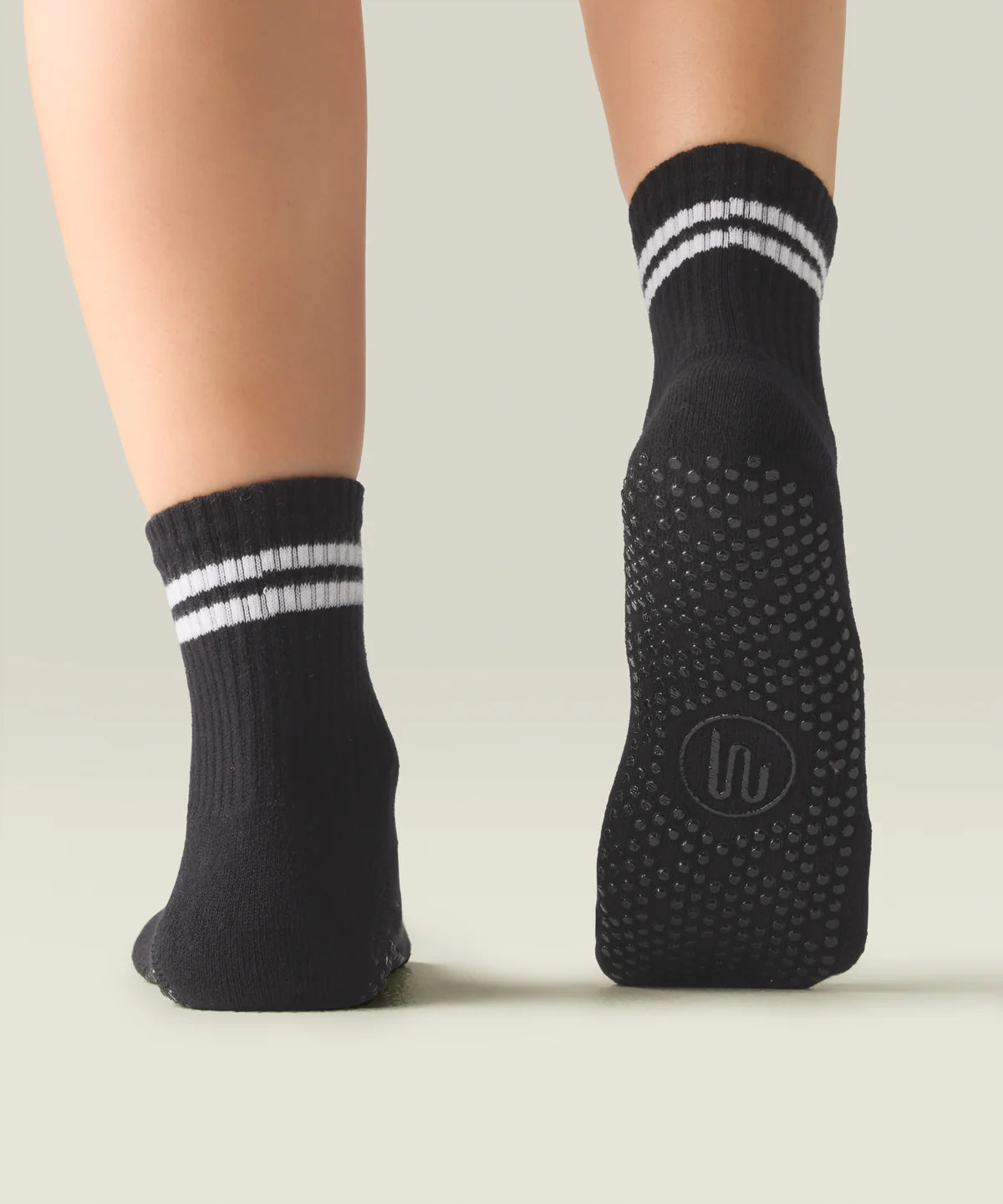 Crew Non Slip Grip Socks - Sporty Stripe Black