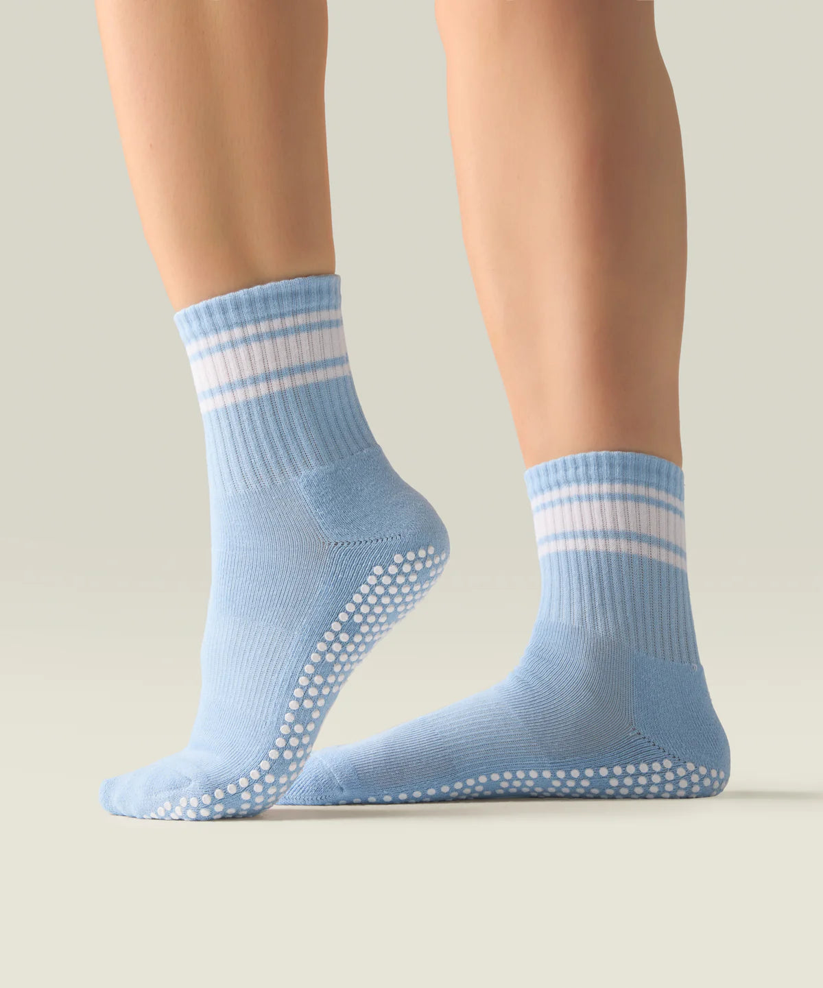Crew Non Slip Grip Socks - Powder Blue Stripes