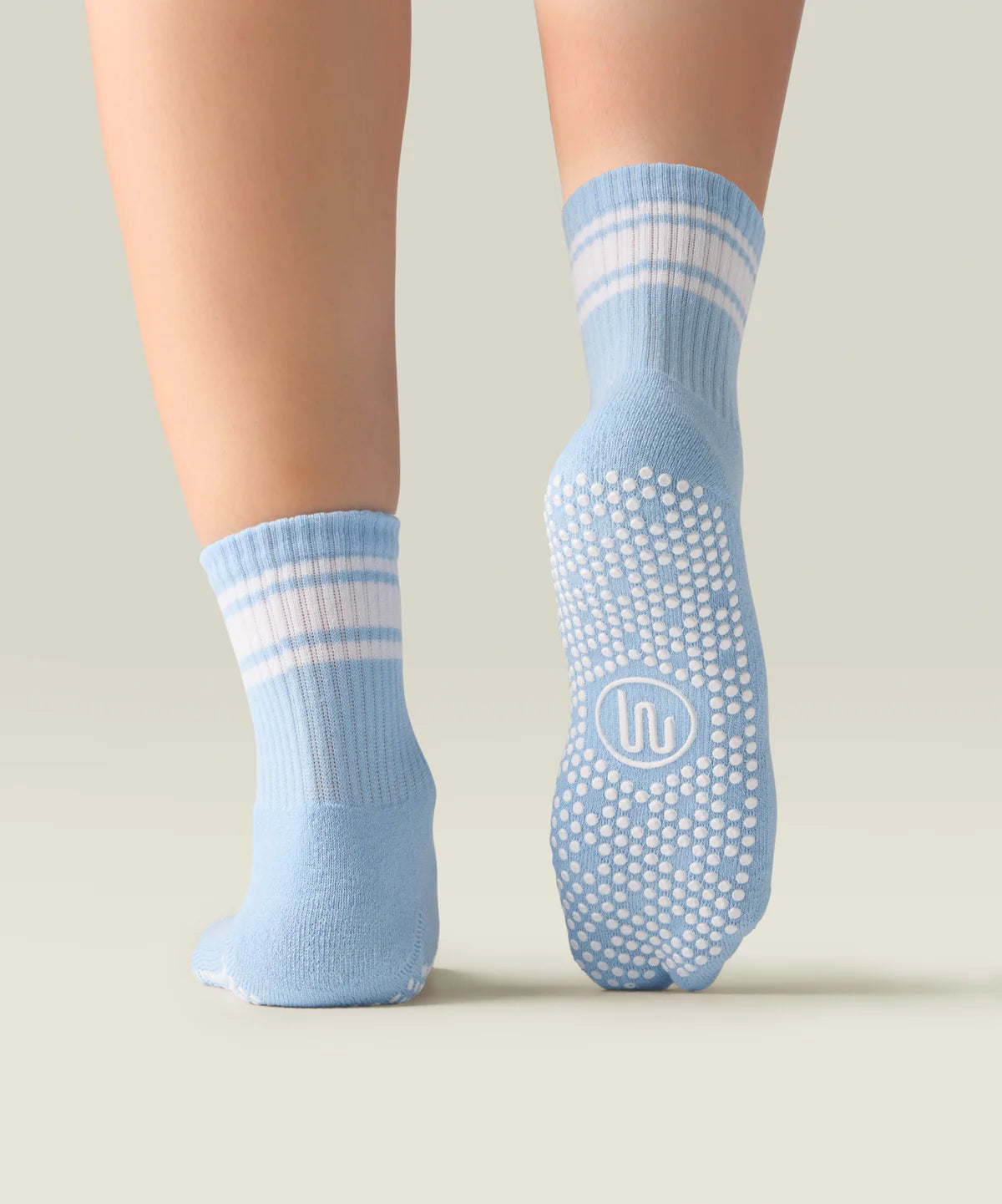 Crew Non Slip Grip Socks - Powder Blue Stripes
