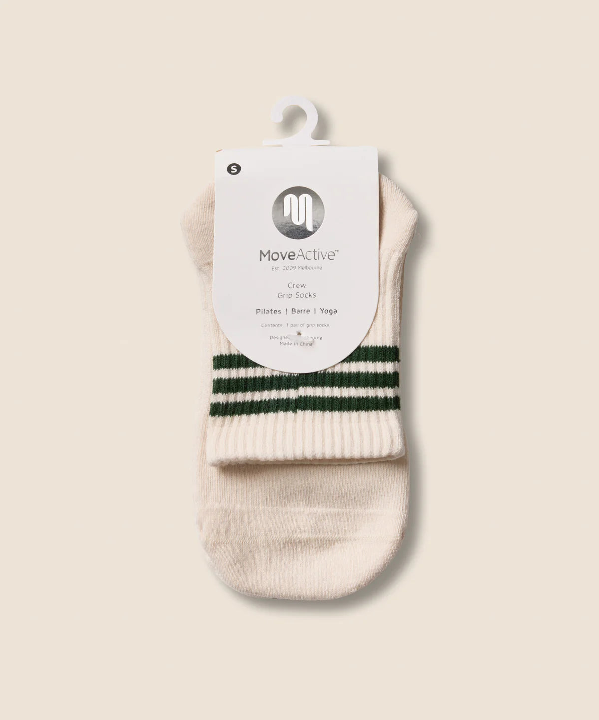 Crew Non Slip Grip Socks - Olive Stripes