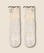 Crew Non Slip Grip Socks - Spooky Cat Frill
