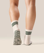 Crew Non Slip Grip Socks - Olive Stripes